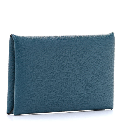 Hermes Chevre Mysore Calvi Card Case Vert Bosphore 3 of 8