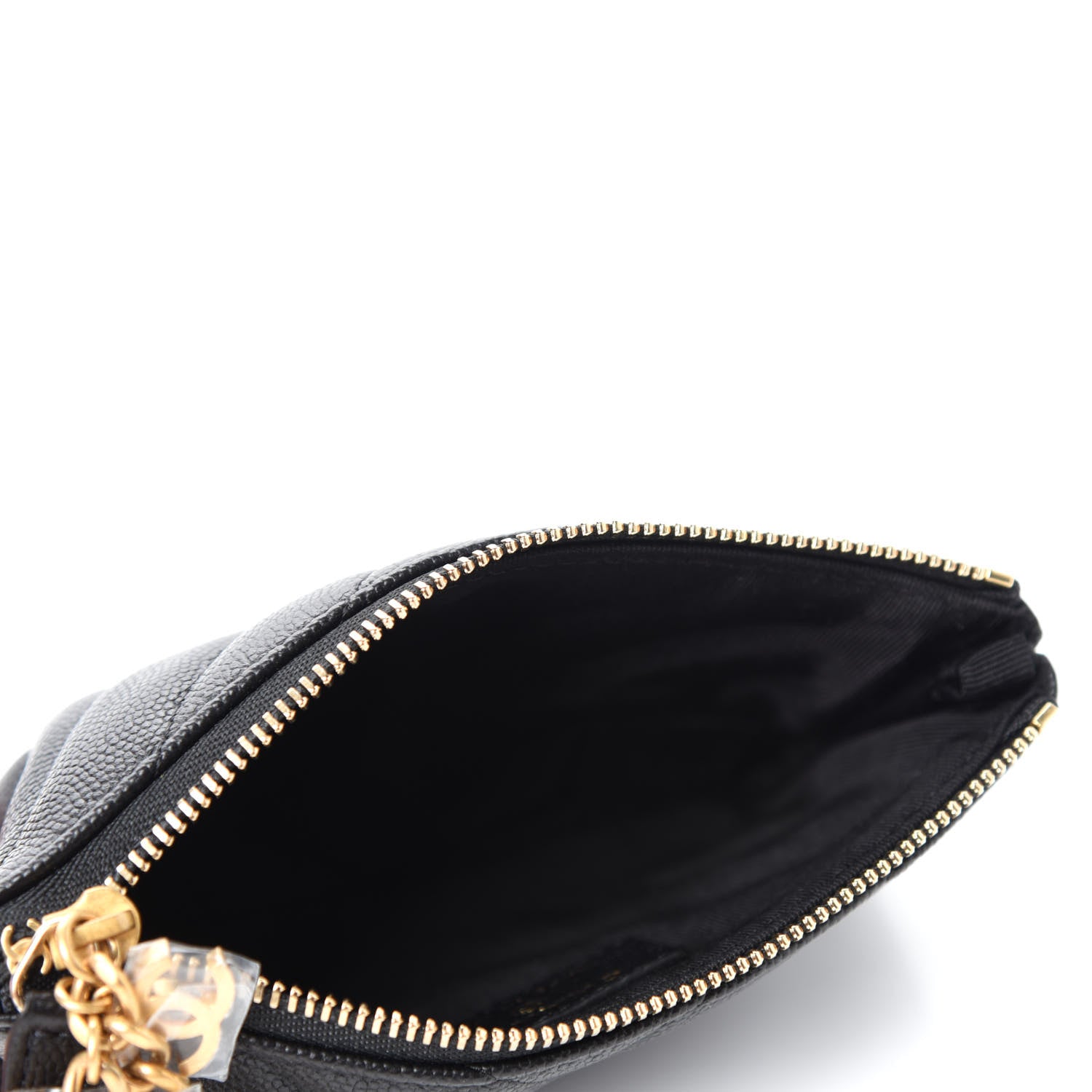 Chanel Caviar Chevron Quilted Small Ancient Greek Charms Cosmetic Case Black 5 of 8
