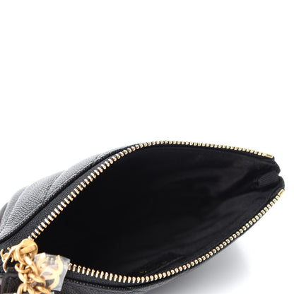 Chanel Caviar Chevron Quilted Small Ancient Greek Charms Cosmetic Case Black 5 of 8