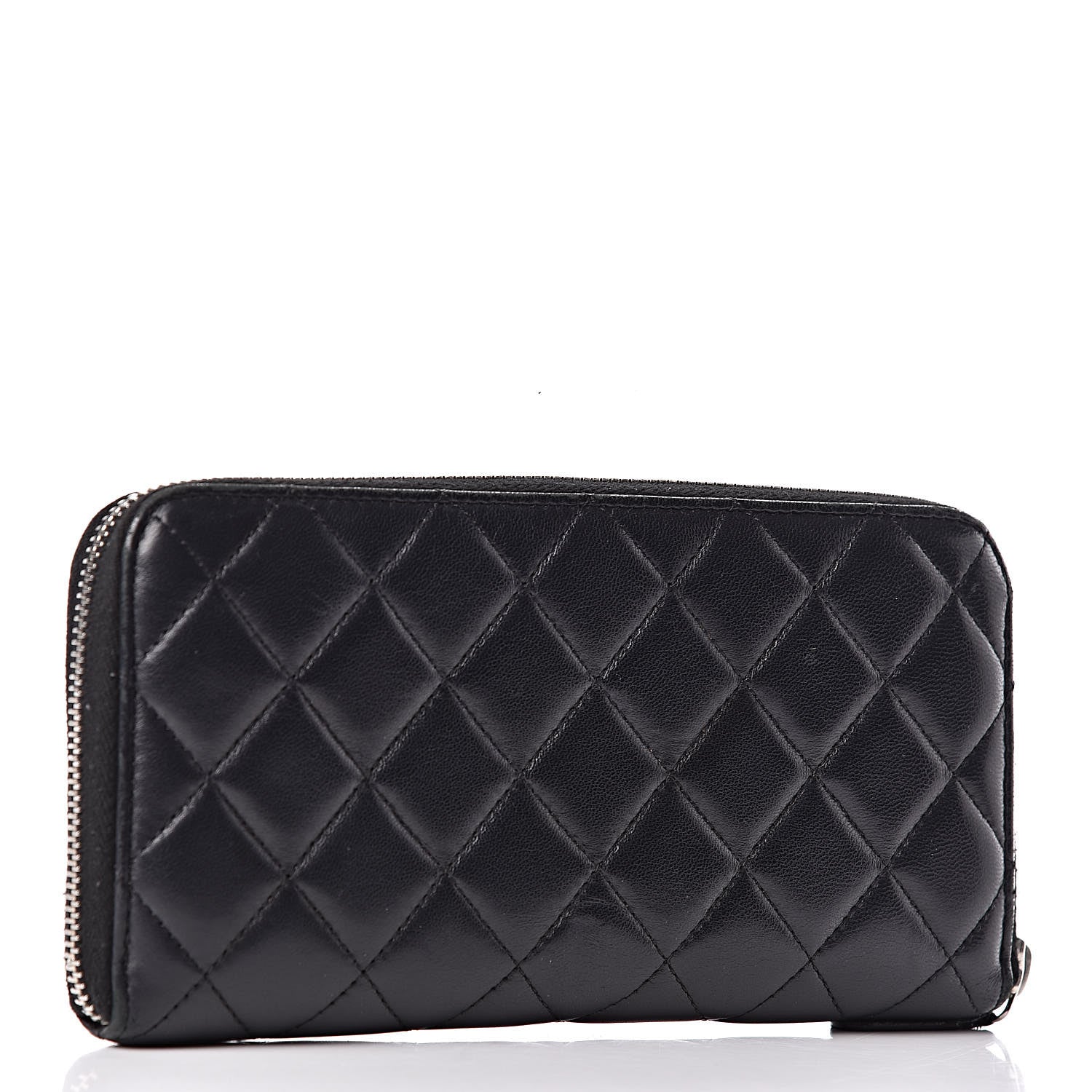 Chanel Lambskin Quilted Large Gusset Zip Around Wallet Black 3 of 10