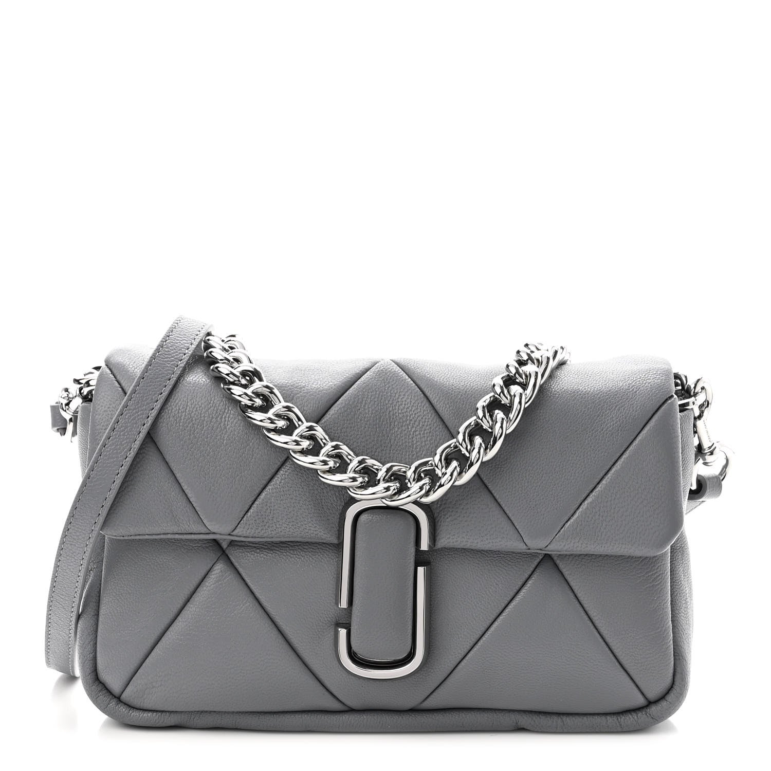 Marc Jacobs Goatskin Quilted J The Puffy Diamond Shoulder Bag Wolf Grey 1 of 10