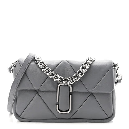 Marc Jacobs Goatskin Quilted J The Puffy Diamond Shoulder Bag Wolf Grey 1 of 10