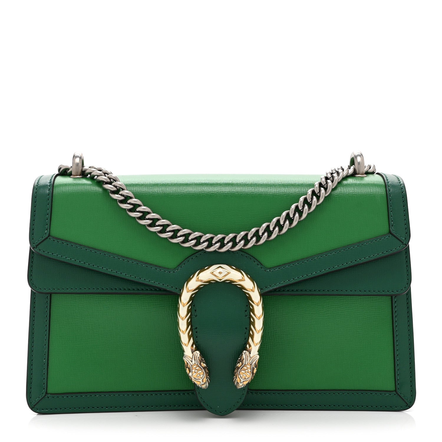 Gucci Azalea Calfskin Enamel Small Dionysus Shoulder Bag New Shamarock Emerald Off White 1 of 11