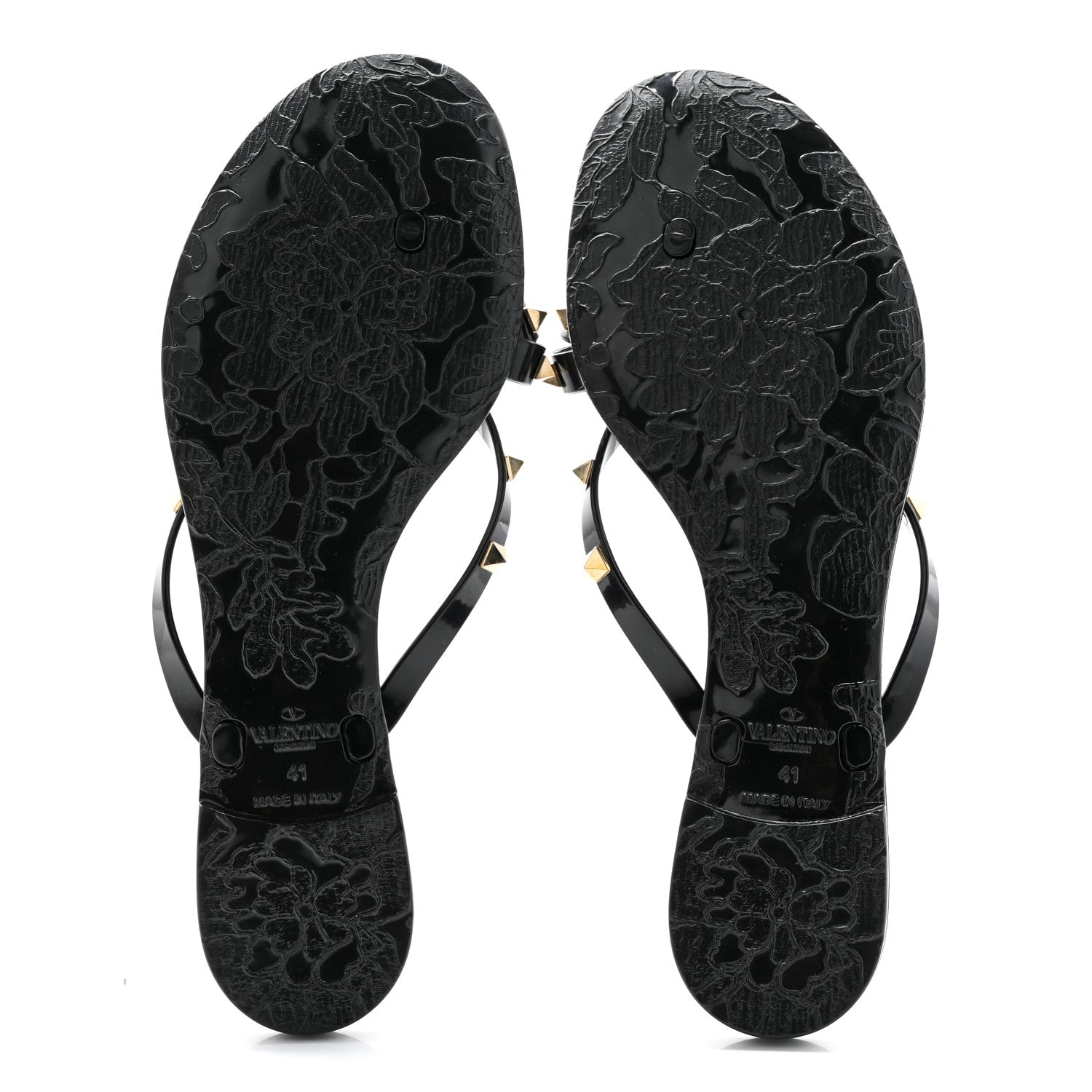 Valentino Garavani PVC Jelly Rockstud Bow Thong Sandals 41 Black 5 of 9
