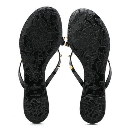 Valentino Garavani PVC Jelly Rockstud Bow Thong Sandals 41 Black 5 of 9