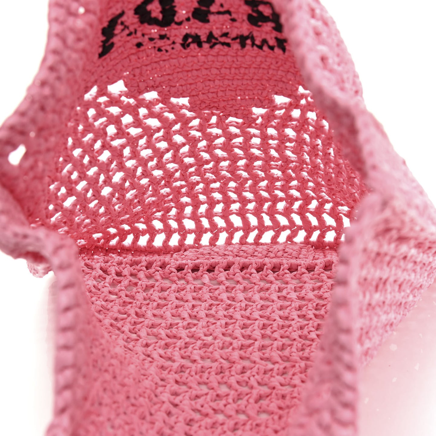 Yarn Raffia Effect Crochet Logo Embroidered Tote Bag Petalo