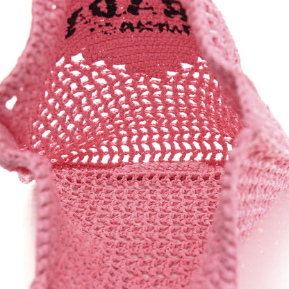 Prada Yarn Raffia Effect Crochet Logo Embroidered Tote Bag Petalo 5 of 9