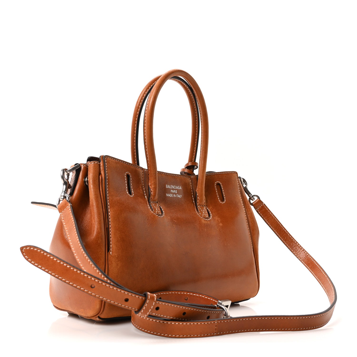 Balenciaga Vegetable Tanned Lambskin Mini Bel Air Carry All Bag Tan Cowboy 3 of 9