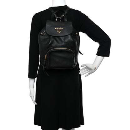 Prada Vitello Daino Backpack Black 2 of 10