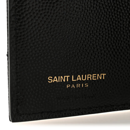 Saint Laurent Grain De Poudre Matelasse Chevron Monogram Zipped Two-Part Wallet Black 6 of 7