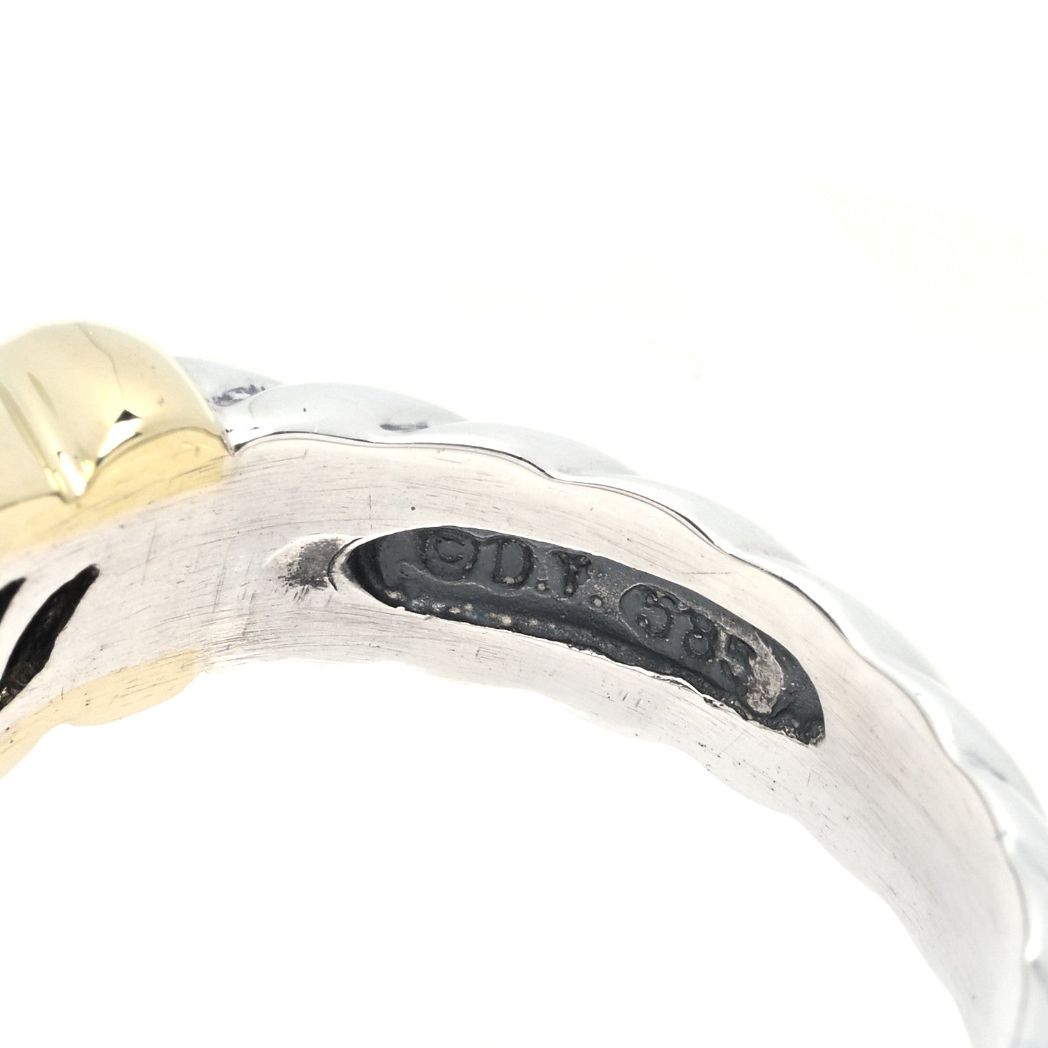 David Yurman Sterling Silver 14K Yellow Gold Black Onyx 10mm Noblesse Ring 57 8 5 of 5