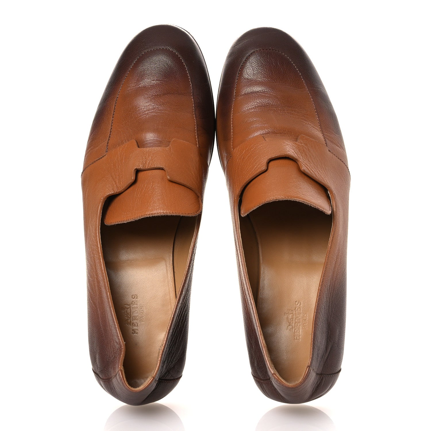 Hermes Goatskin Mens Ancora Moccasin Loafers 42 Naturel 2 of 13