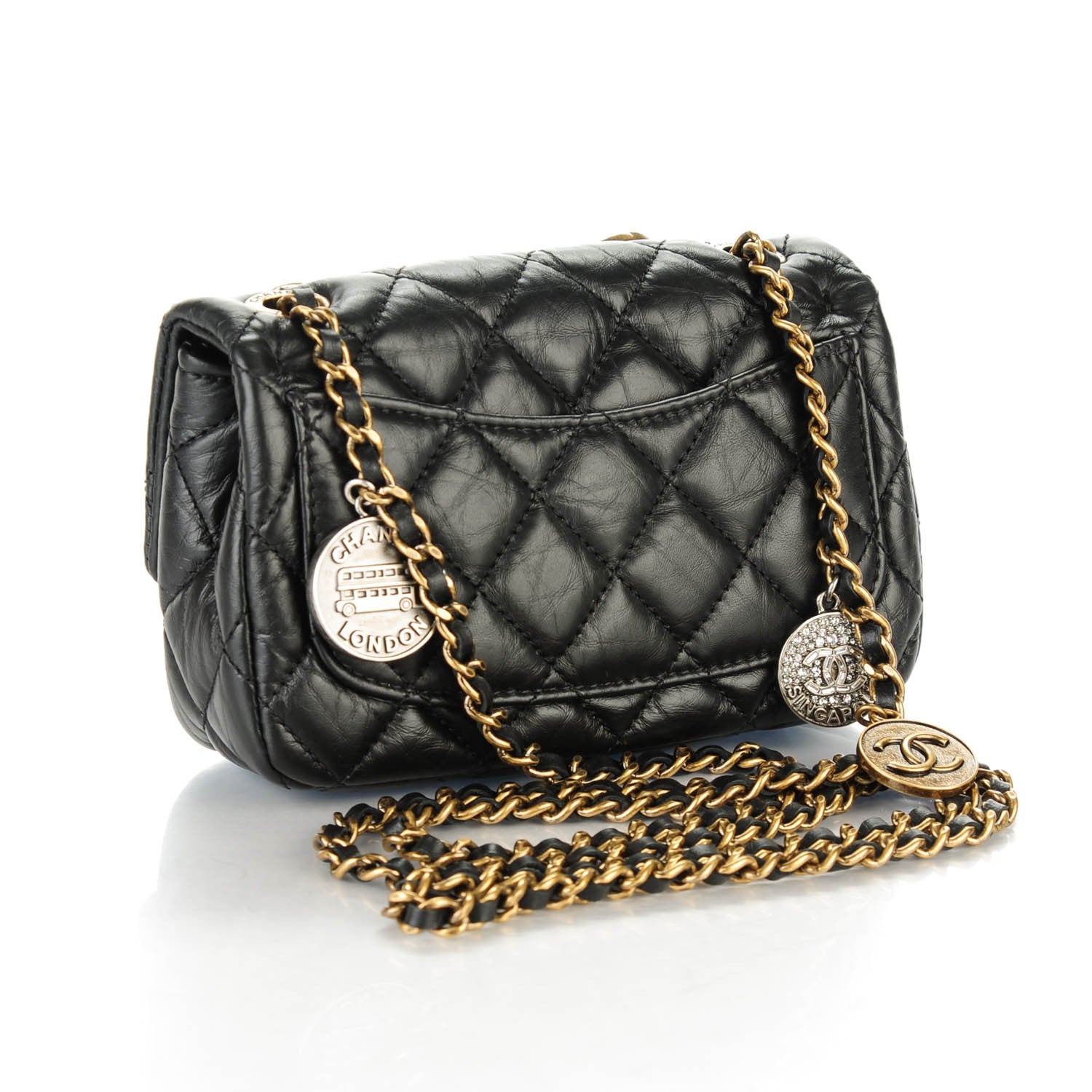 Chanel Aged Calfskin Quilted Extra Mini Medallion Flap Black 3 of 9