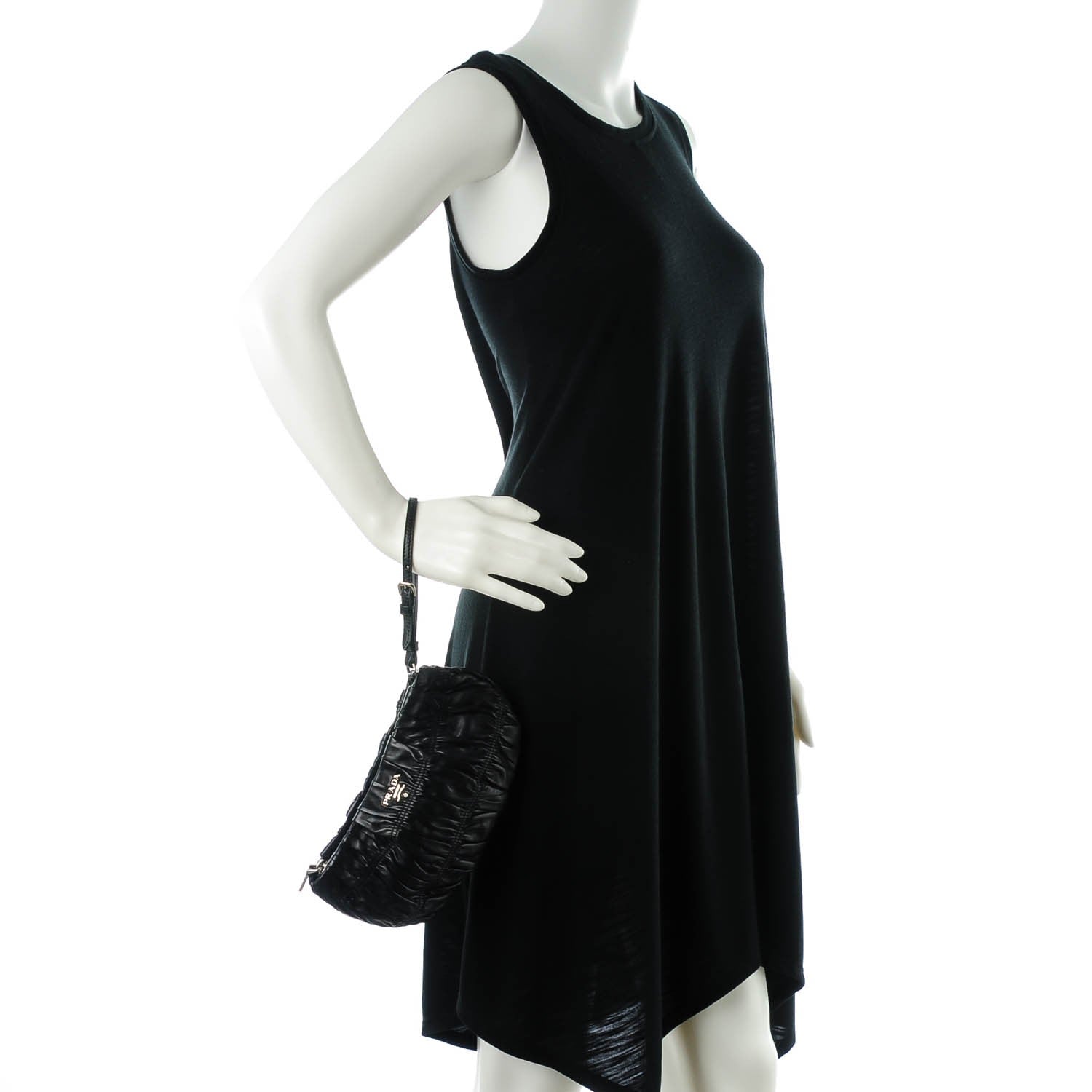 Prada Nappa Gaufre Wristlet Clutch Nero Black 2 of 8