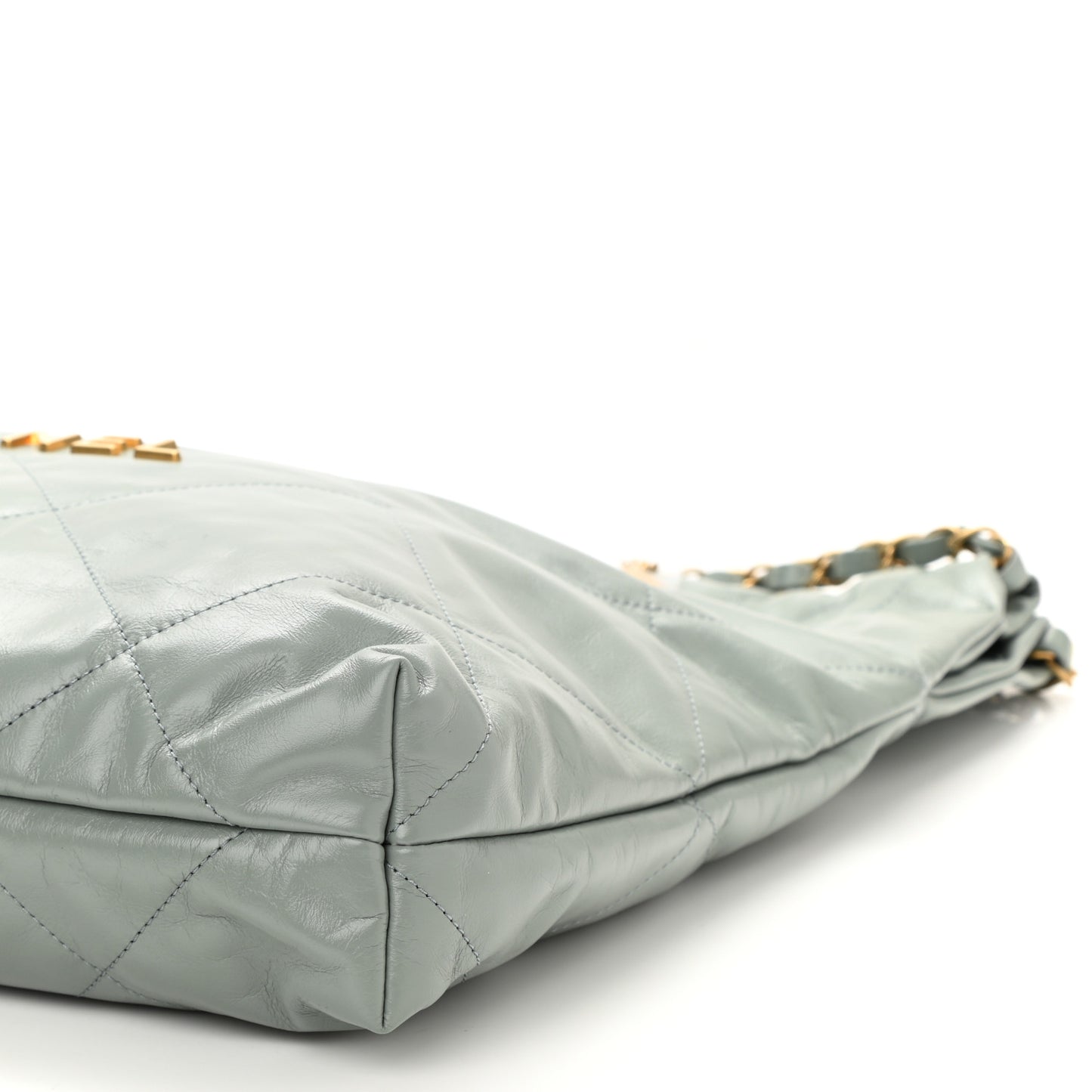 Shiny Calfskin Quilted Chanel 22 Light Blue