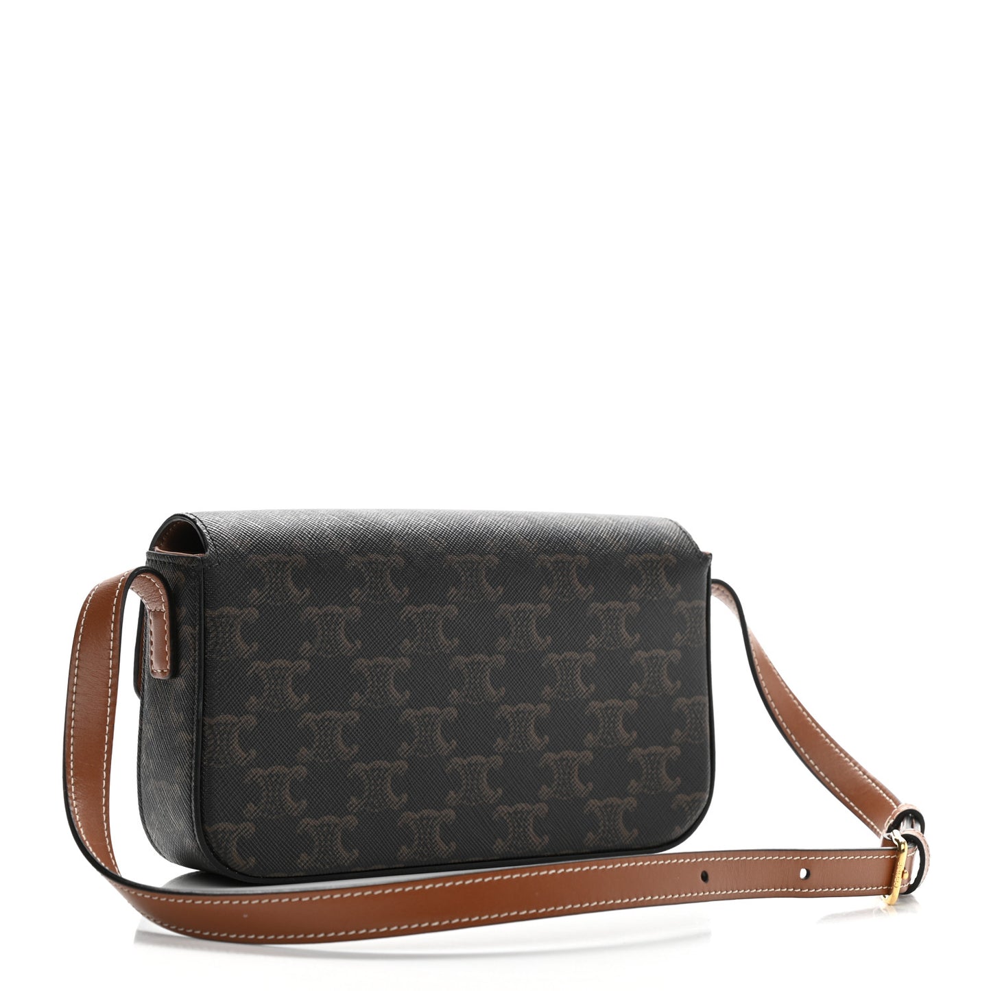 Canvas Calfskin Triomphe Shoulder Bag Tan