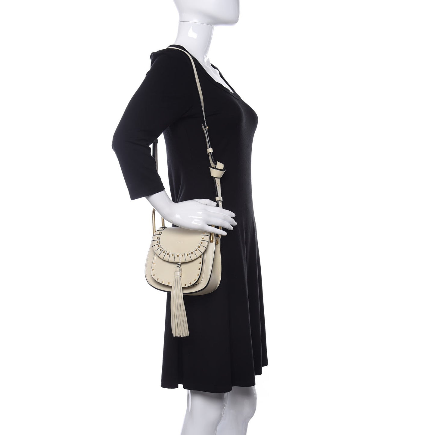Calfskin Studded Mini Hudson Shoulder Bag Abstract White
