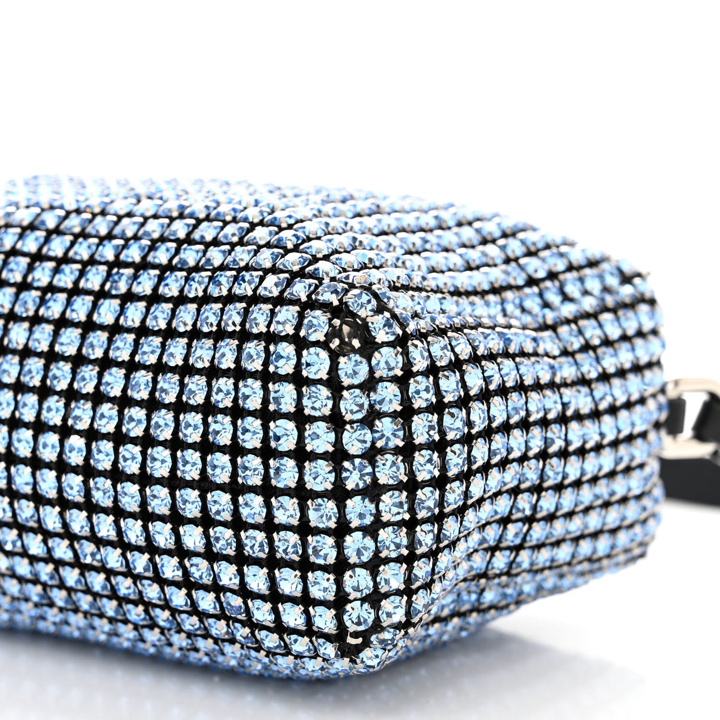 Mesh Crystal Rhinestone Mini Heiress Pouch Baby Blue