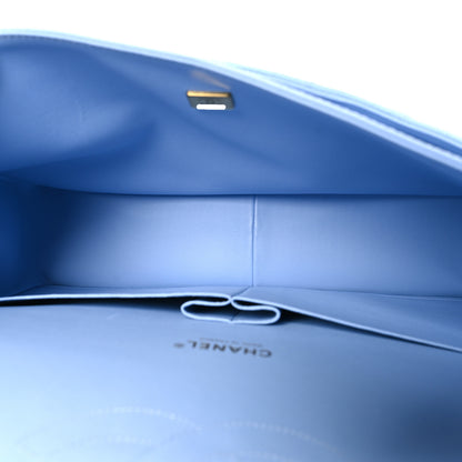 Chanel Caviar Quilted Maxi Double Flap Light Blue 5 of 11