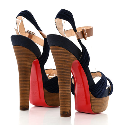 Christian Louboutin Suede Chouquette 160 Platform Sandals 36.5 Navy 4 of 8