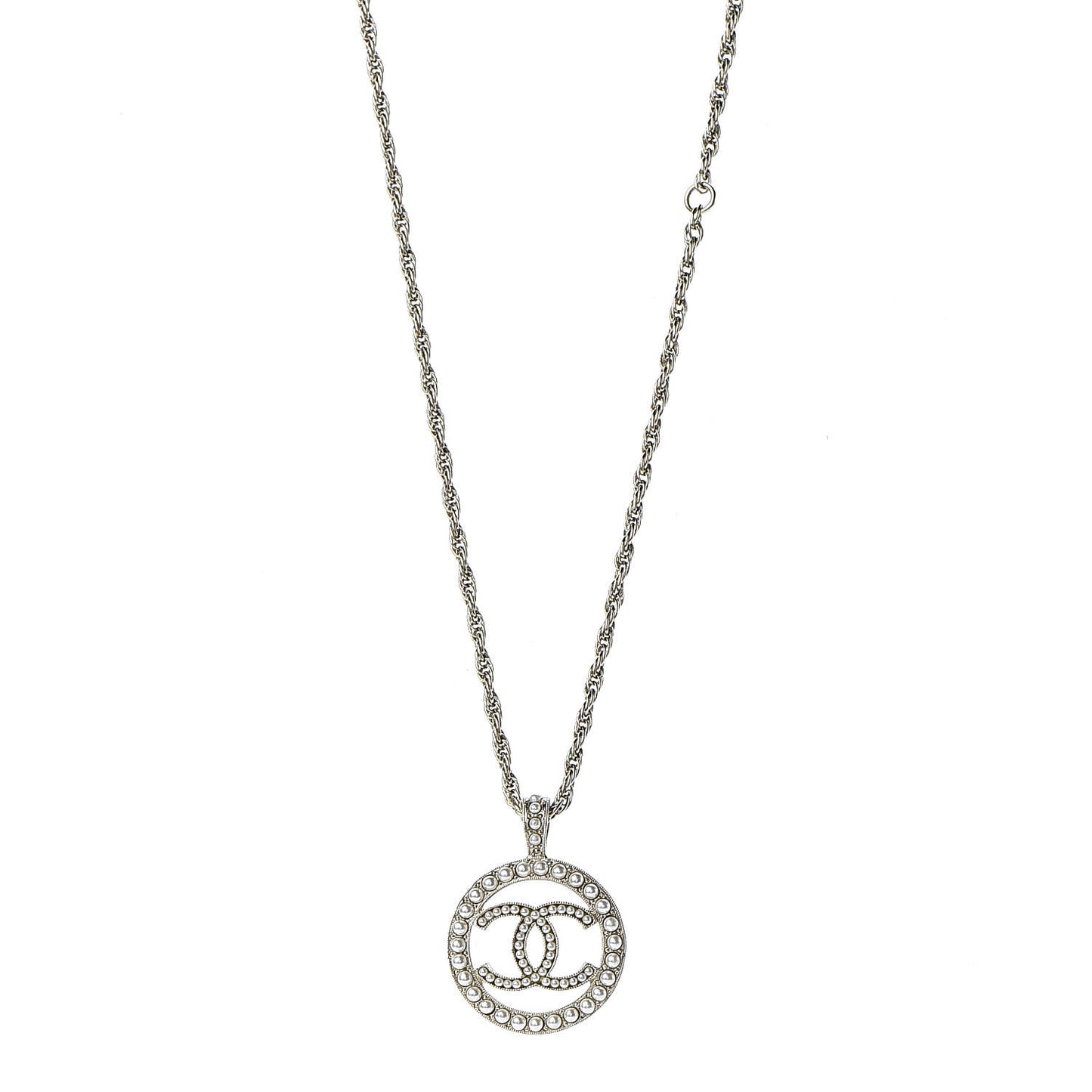 Pearl CC Round Pendant Necklace Gold