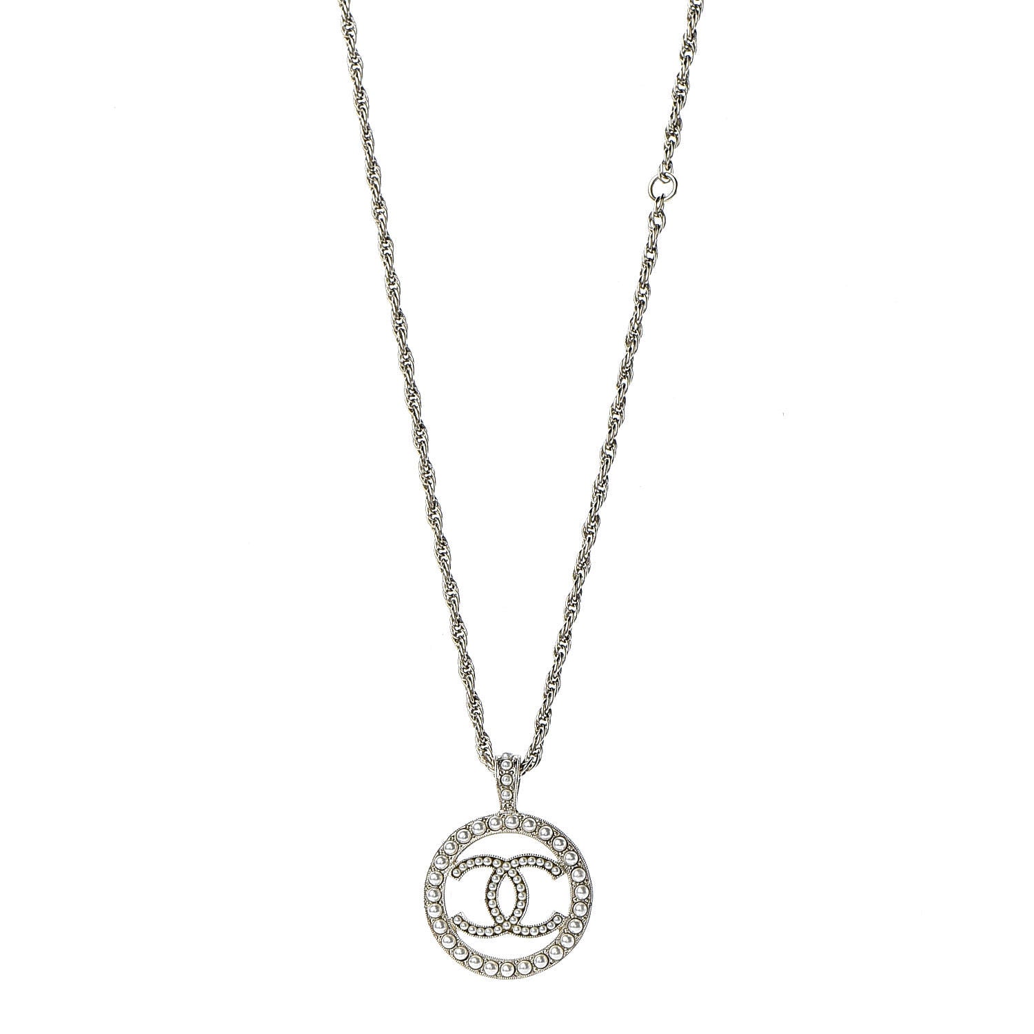 Chanel Pearl CC Round Pendant Necklace Gold 1 of 6