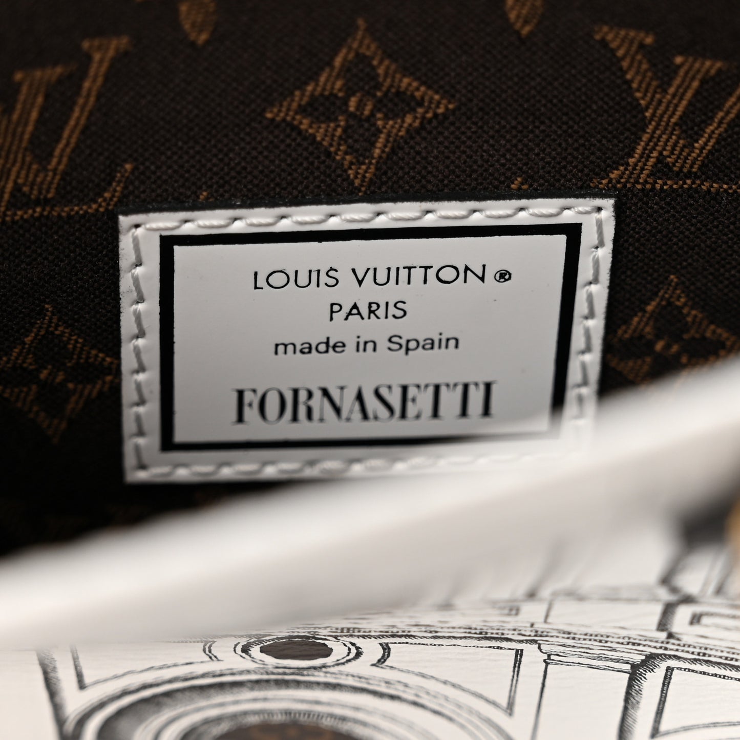 X FORNASETTI Calfskin Architettura Petit Sac Plat Black White