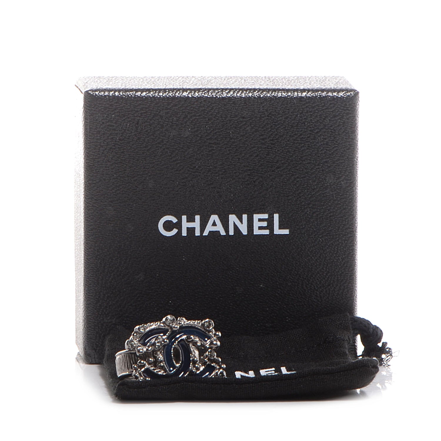 Chanel Enamel Crystal CC Ring Dark Blue 5 of 5