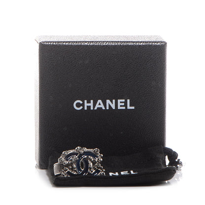 Chanel Enamel Crystal CC Ring Dark Blue 5 of 5