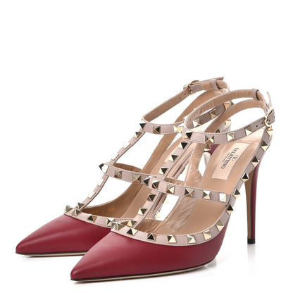 Valentino Garavani Calfskin Nappa Rockstud Ankle Strap 100mm Pumps 40 Rubino Poudre 3 of 9