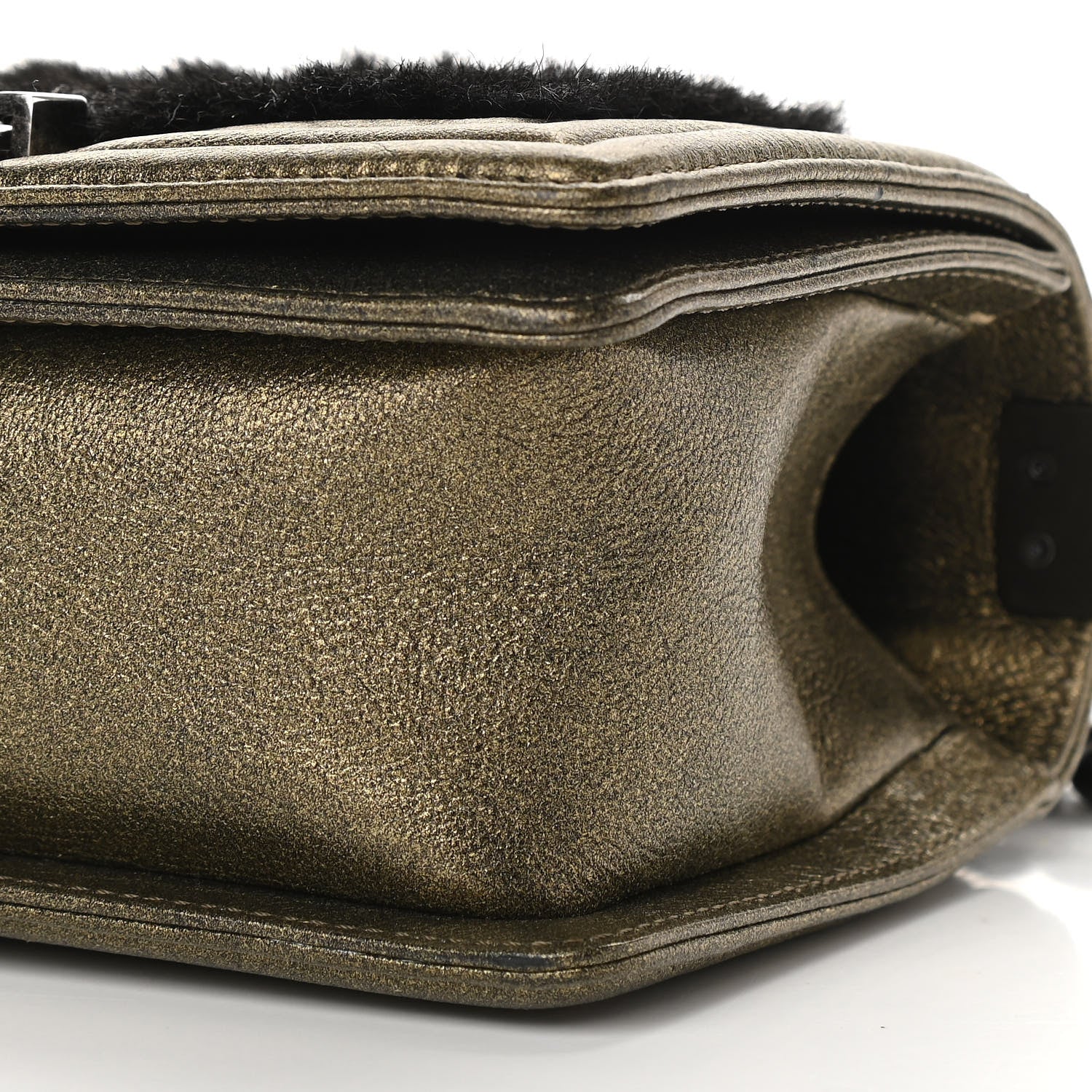 Chanel Metallic Calfskin Fur Small Boy Flap Gold 10 of 10
