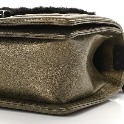 Chanel Metallic Calfskin Fur Small Boy Flap Gold 10 of 10