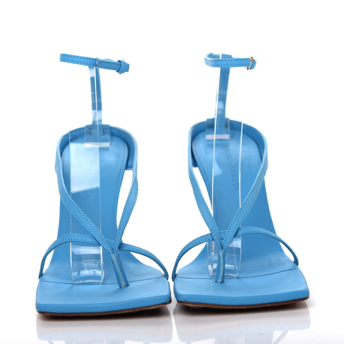 Lambskin Stretch Multi Strap 90mm Sandals 40 Sky Blue