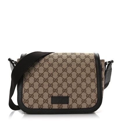 Gucci Monogram Flap Messenger Bag Beige Dark Brown 1 of 9