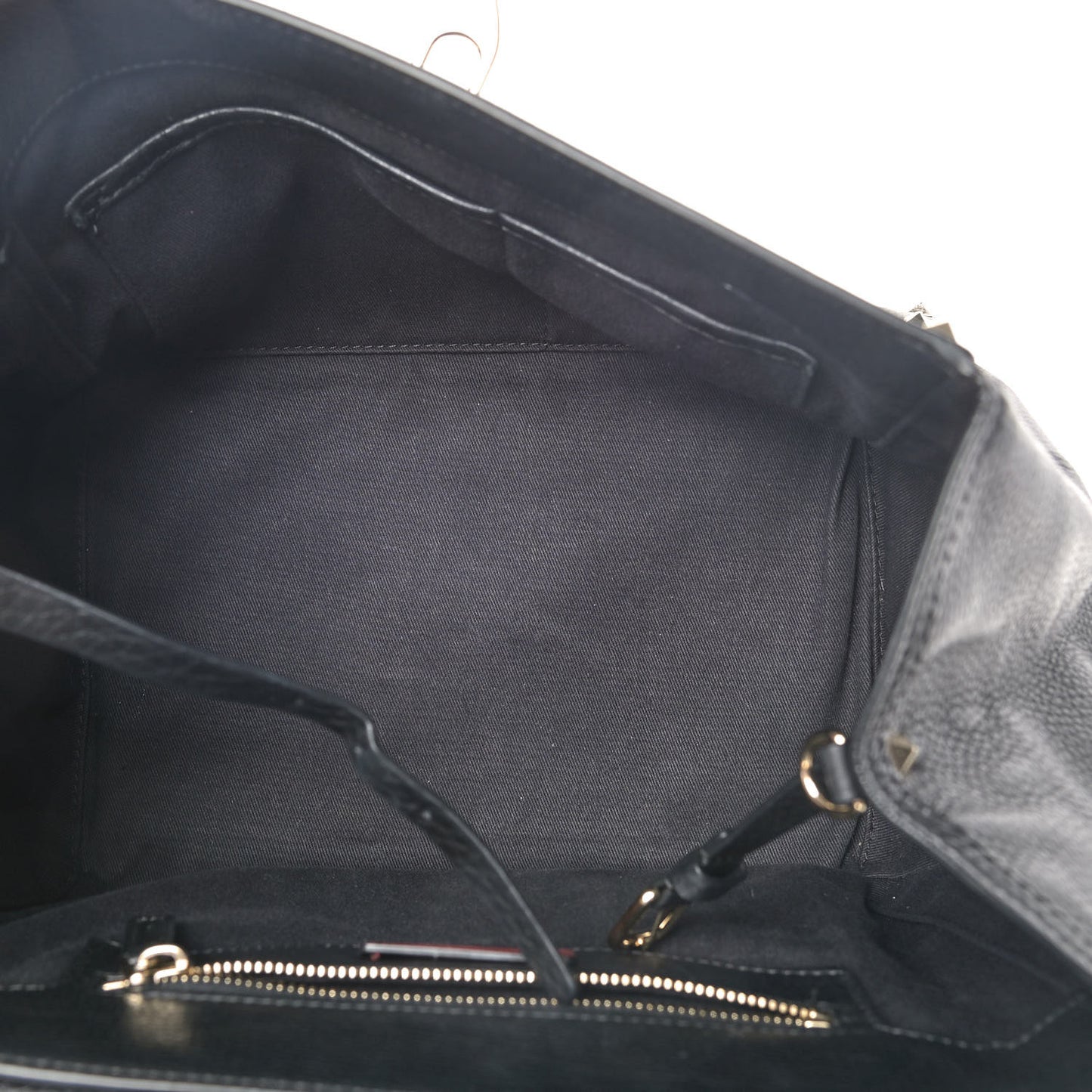 Grainy Calfskin Rockstud Single Handle Flap Bag Black