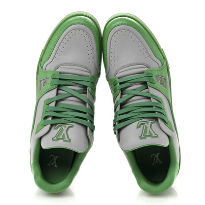 Louis Vuitton Calfskin Epi Mens LV Trainer Sneakers 11 Green Grey 2 of 9