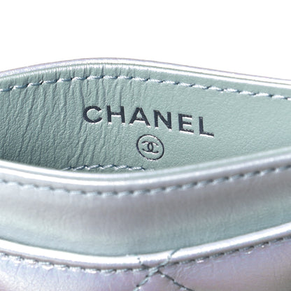 Chanel Iridescent Lambskin Quilted Card Holder Light Blue 6 of 8