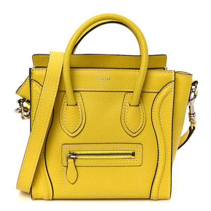 Celine Drummed Calfskin Nano Luggage Citron 1 of 11