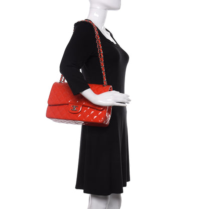 Chanel Patent Quilted Jumbo Double Flap Red 2 of 12