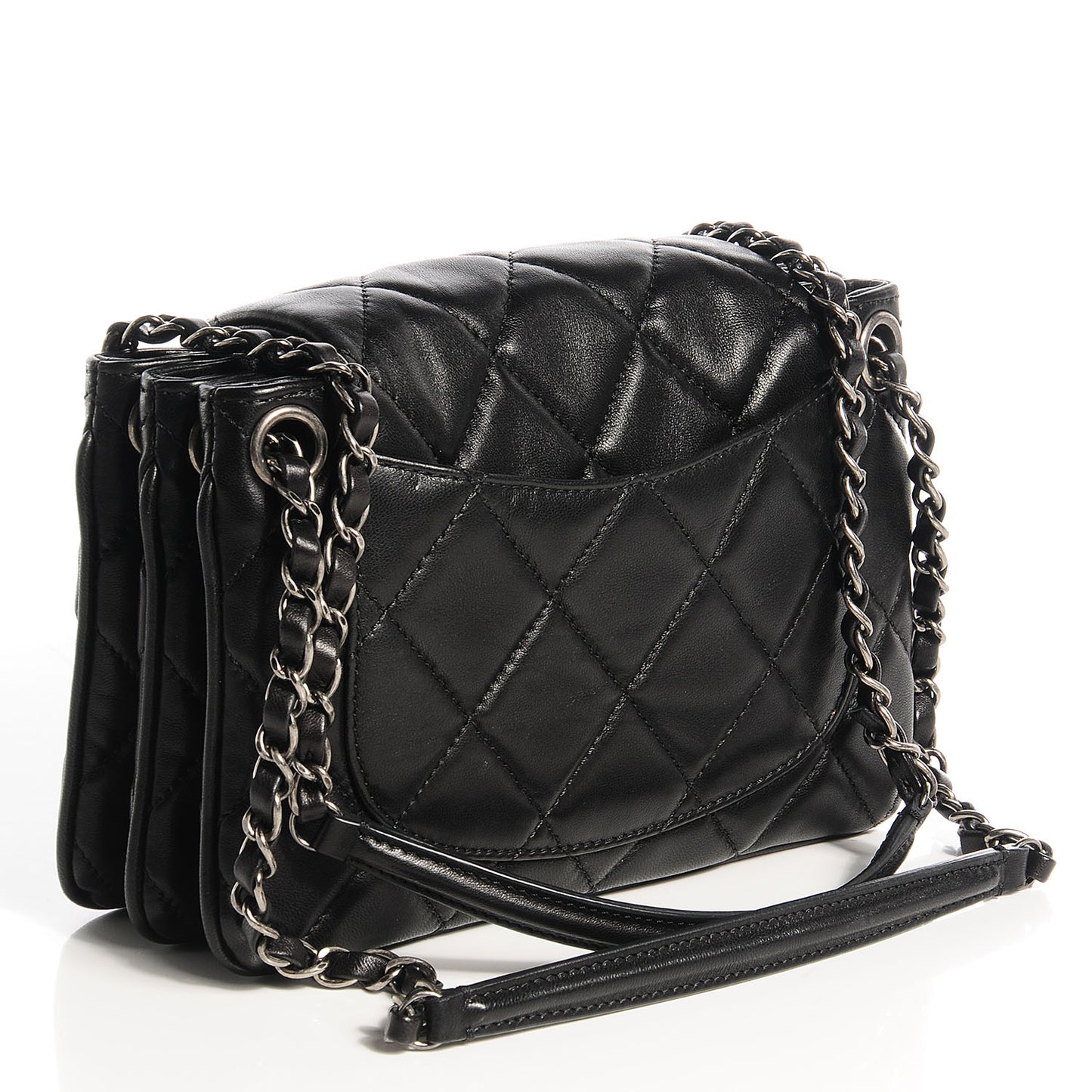 Lambskin Quilted 3 Flap Black