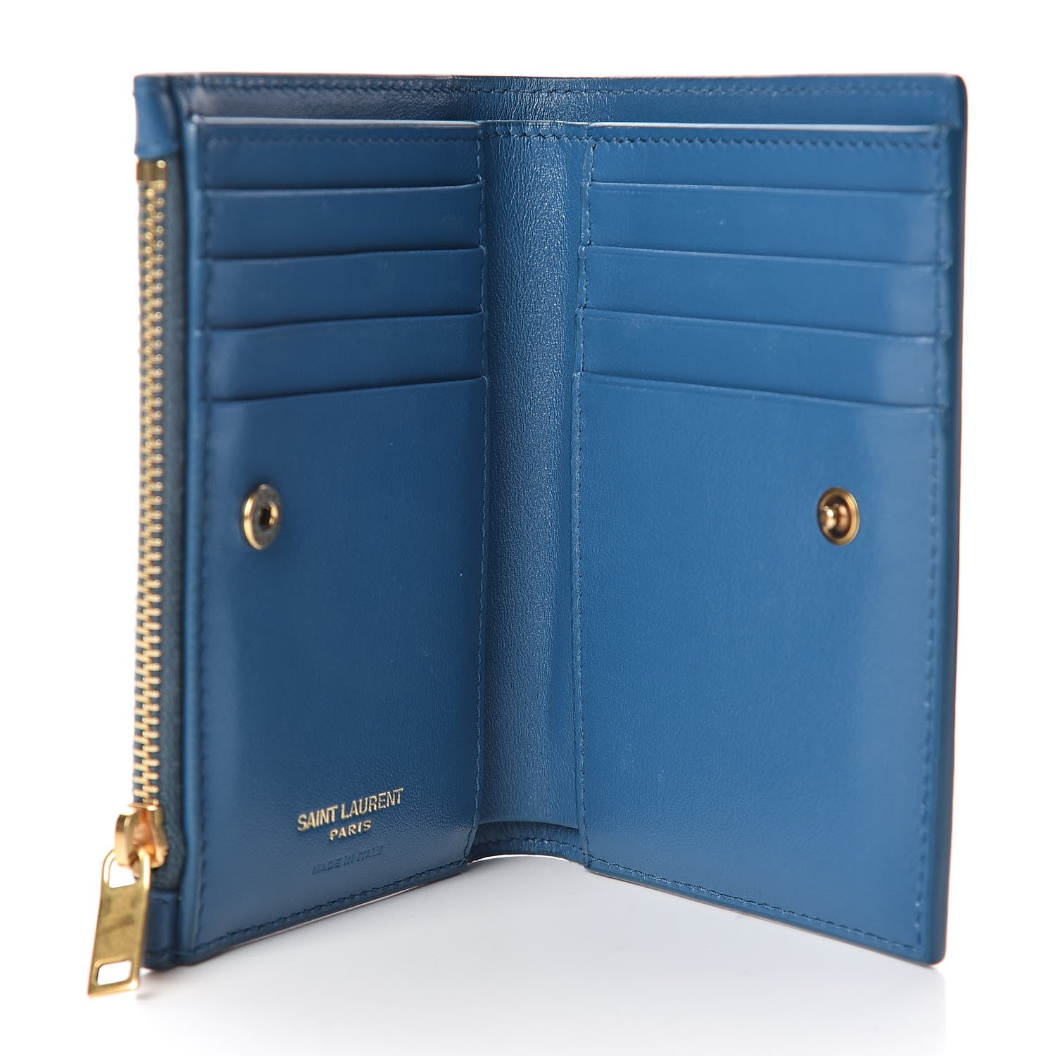 Saint Laurent Calfskin Star Print Monogram Fragments Wallet Deep Sea 5 of 8