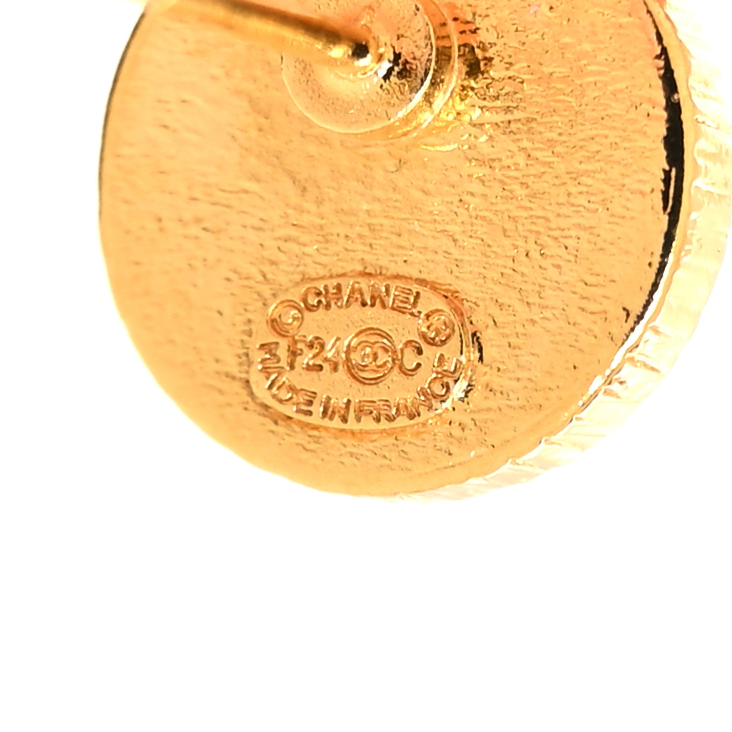 Chanel Metal Enamel CC Round Earrings Gold Black 4 of 5