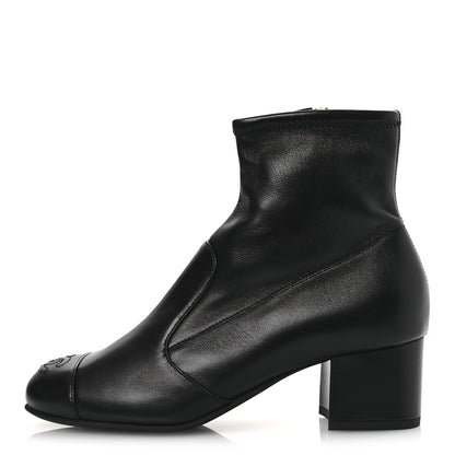 Chanel Stretch Lambskin Cap Toe CC Short Boots 36.5 Black 1 of 11
