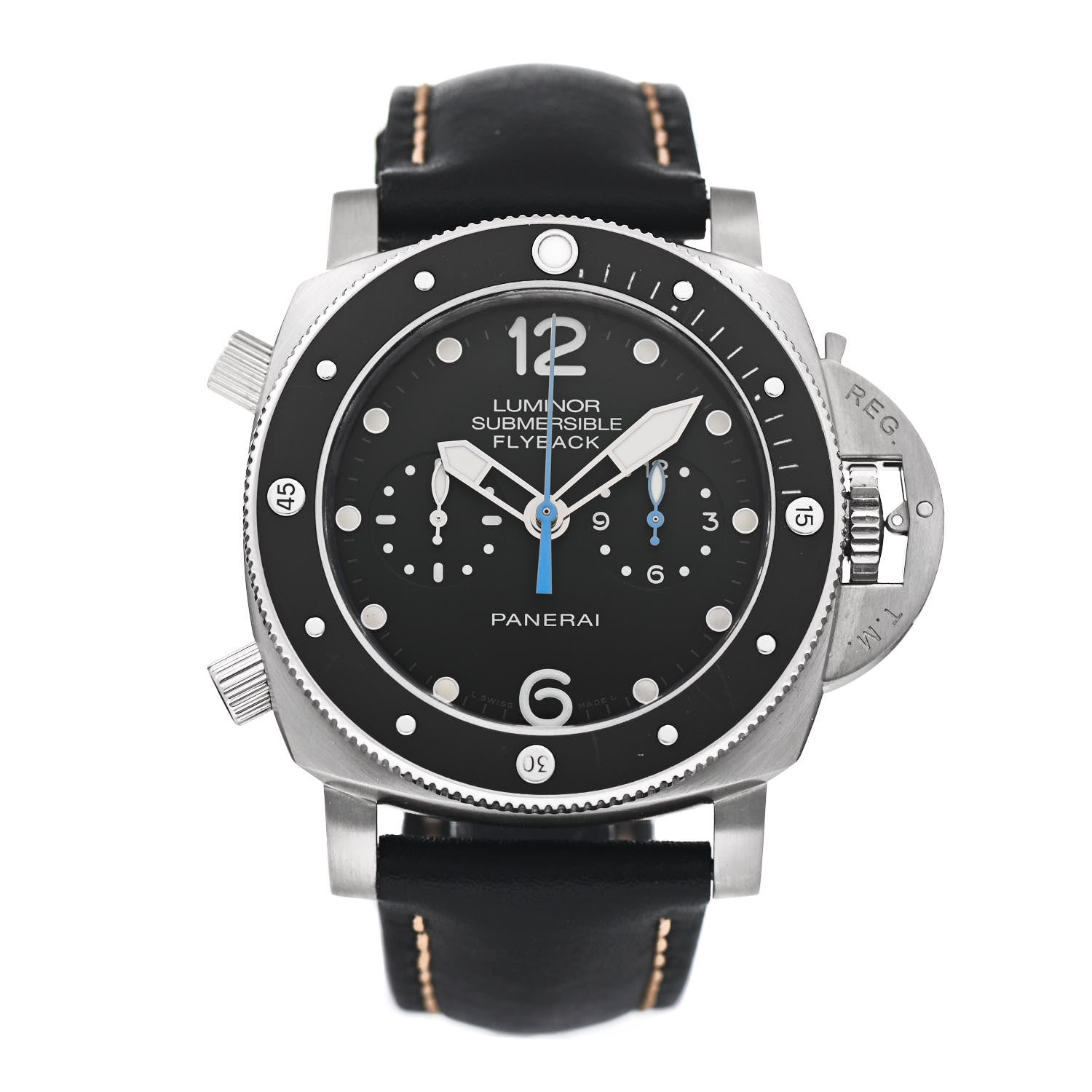 Panerai Titanium Calfskin 47mm Luminor Submersible Flyback Automatic Watch Black PAM00615 1 of 4