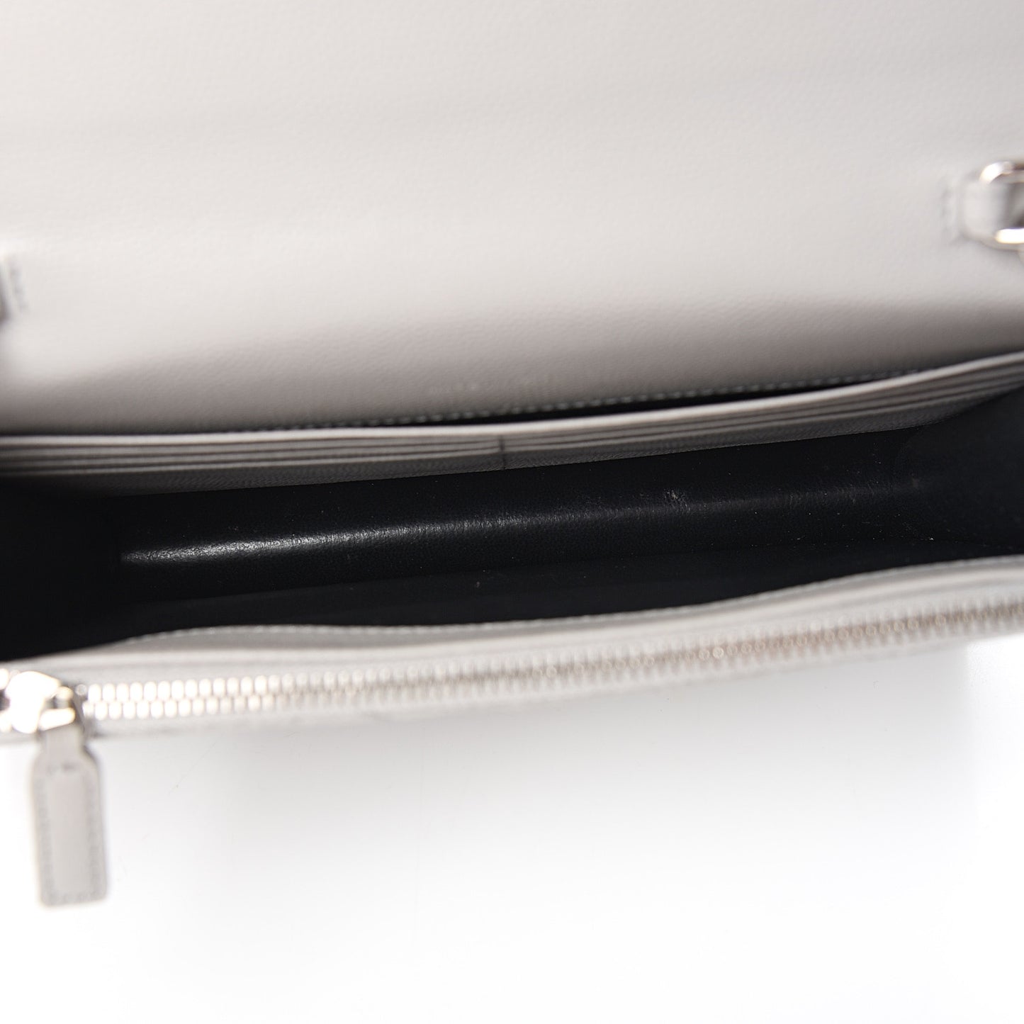 Grain De Poudre Matelasse Chevron Monogram Envelope Chain Wallet Fog