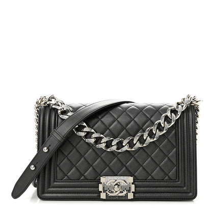 Chanel Lambskin Quilted Gradient Crystal Medium Boy Flap Black 1 of 10