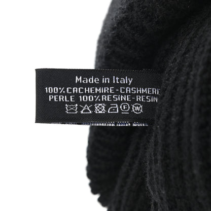 Chanel Cashmere Logo Beanie Hat Black White 5 of 5