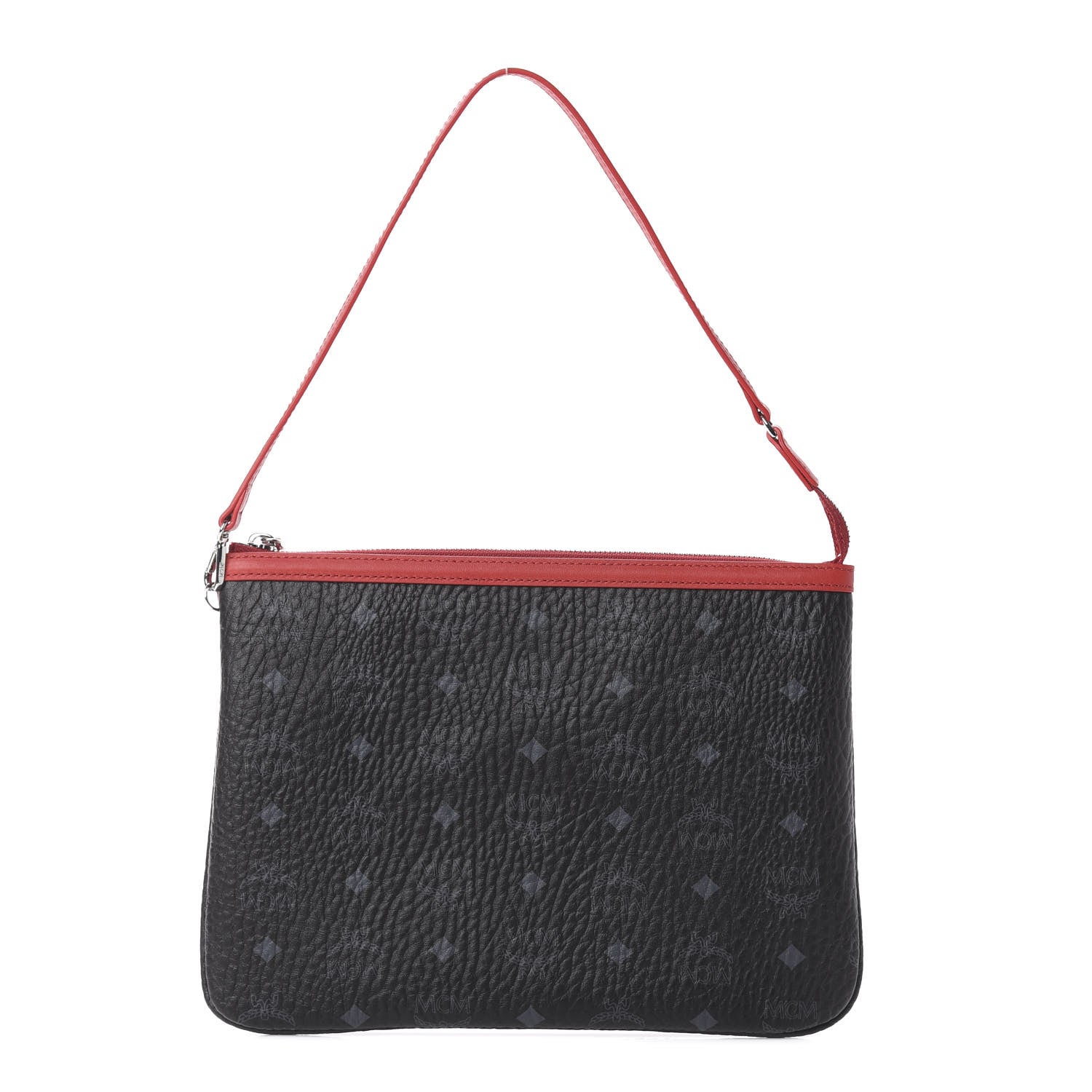 MCM Visetos Leopard Print Pochette Black Red 1 of 10