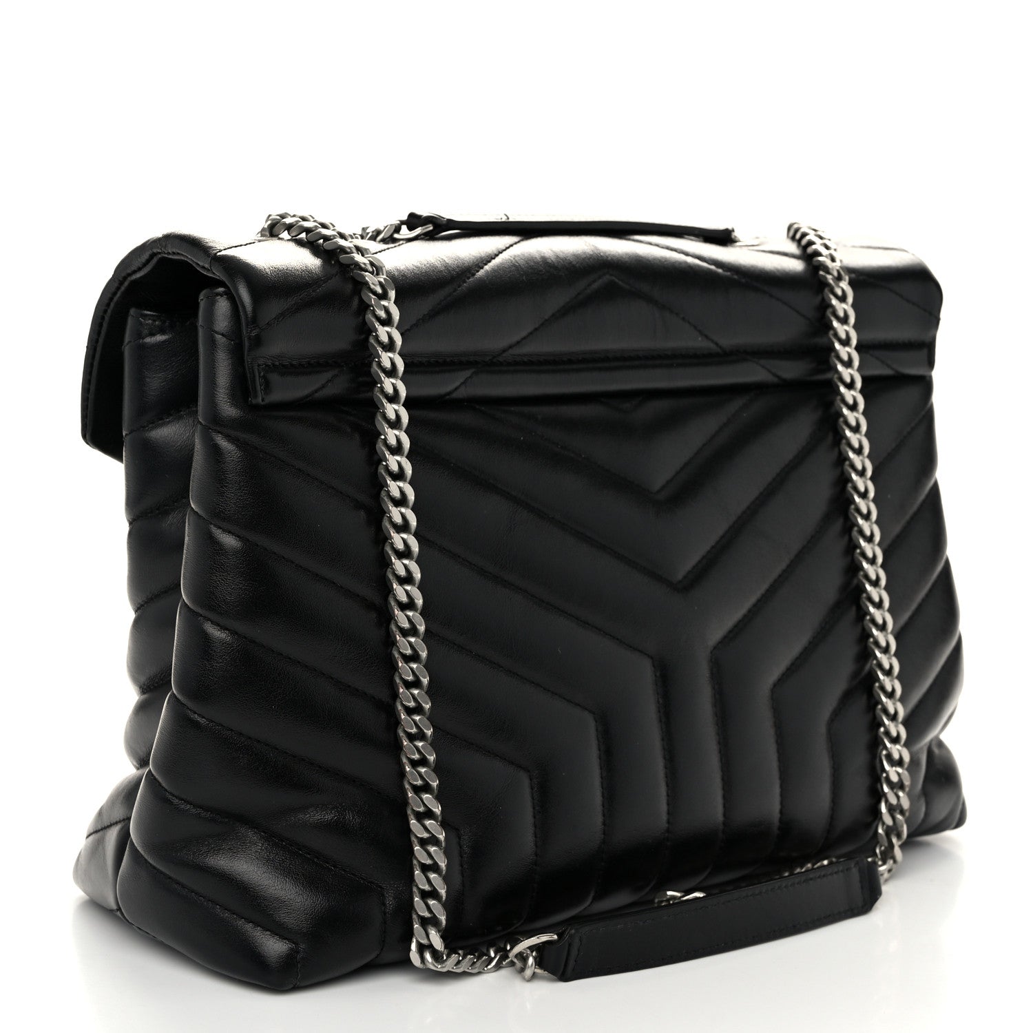 Saint Laurent Calfskin Y Quilted Monogram Medium Loulou Chain Satchel Black 3 of 10