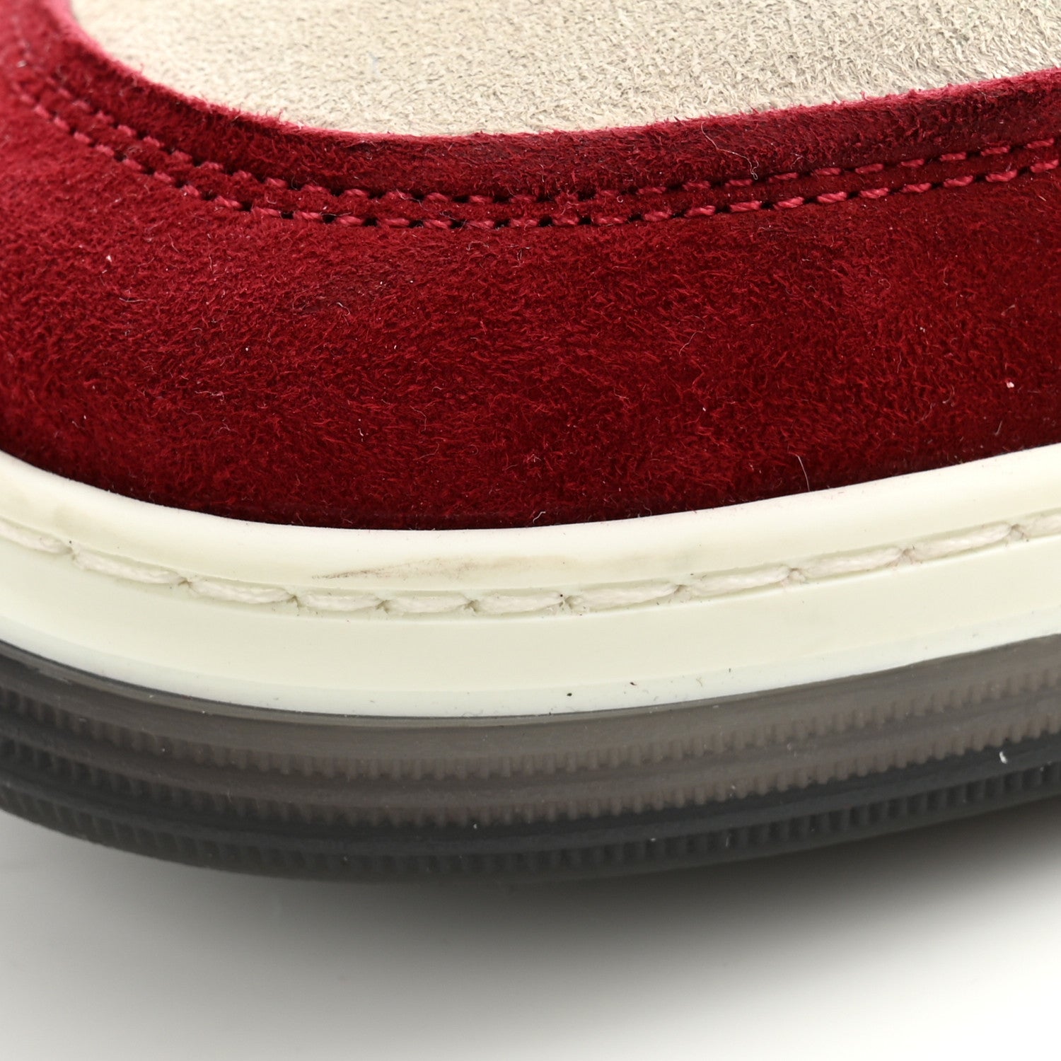 Chanel Suede Kidskin Womens CC Sneakers 38.5 Burgundy White 11 of 12